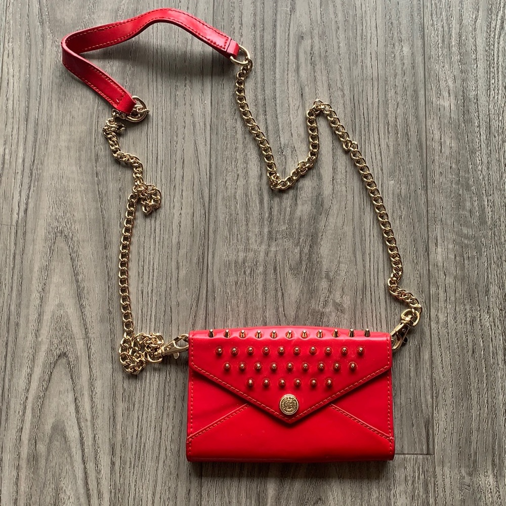Rebecca minkoff red mini gold stud bag